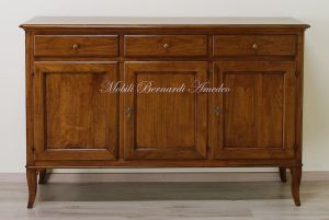 Sideboard handcrafted in solid walnut wood with 3 doors and 3 drawers